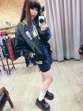 「TAIPEI」｜「アイテム（スタジャン）」を使った、洪凍凍さん（レディース・165cm）の冬コーディネート