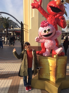 「USJ」｜「アイテム（モッズコート）」を使った、プリンさん（レディース・148cm）の冬コーディネート