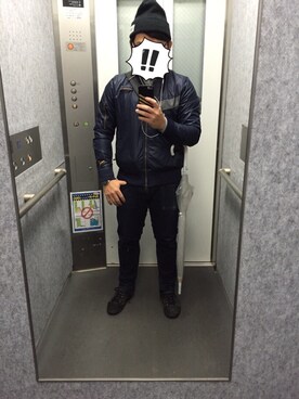 「PUMA（プーマ）のアイテム（ナイロンジャケット）」を使った、山田氏さん（メンズ・166cm）の秋コーディネート