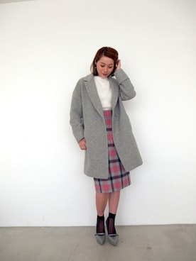「 グレー」｜「アイテム（チェスターコート）」を使った、JILLSTUARTさん（レディース・165cm）の秋コーディネート