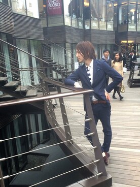 「アイテム（セットアップ、ブルー系）」を使った、kyosuke yoshidaさん（メンズ・169cm）の夏コーディネート