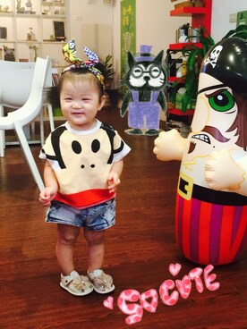 「Paul Frank（ポールフランク）のアイテム」を使った、熊美さん（キッズ・80cm）の夏コーディネート