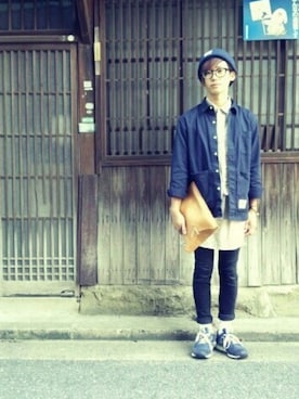 「Hender Scheme（エンダースキーマ）のアイテム（クラッチバッグ）」を使った、masayanさん（メンズ・165cm）の春コーディネート