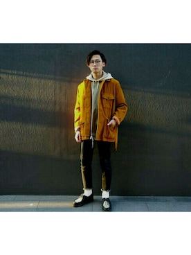 「UNUSED」｜「アイテム（その他アウター）」を使った、masayanさん（メンズ・165cm）の春コーディネート