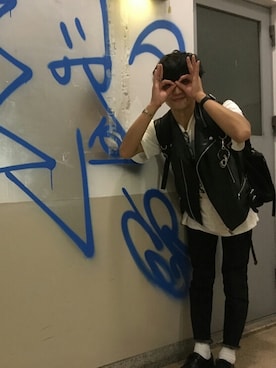 「UNUSED」｜「アイテム（ライダースジャケット）」を使った、masayanさん（メンズ・165cm）の秋コーディネート