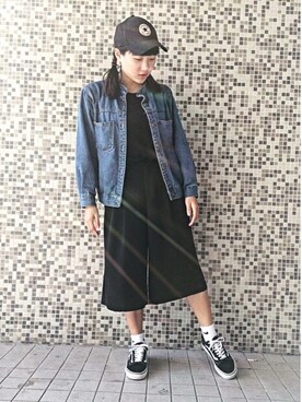 「school」｜「アイテム（キャップ）」を使った、洪婉芹さん（レディース・160cm）の冬コーディネート
