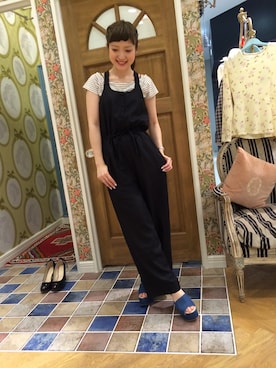 「ricori（リコリ）のアイテム（オールインワン・サロペット）」を使った、yumi**さん（レディース・160cm）の春コーディネート
