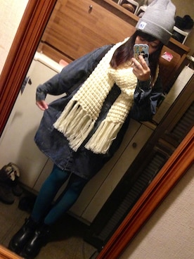 「MONKI（モンキ）のアイテム（マフラー）」を使った、sammaoさん（レディース・156cm）の秋コーディネート