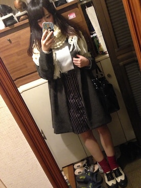 「MONKI（モンキ）のアイテム（マフラー）」を使った、sammaoさん（レディース・156cm）の冬コーディネート