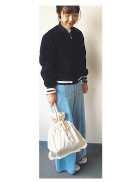 「カオリノモリ」｜「アイテム（ブルゾン）」を使った、maako◉さん（レディース・157cm）の秋コーディネート
