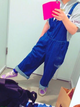 「だぼだぼ」｜「アイテム（サロペット/オーバーオール）」を使った、づめさん（レディース・159cm）の夏コーディネート