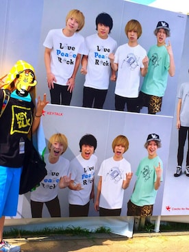 「KEYTALKのアイテム（Tシャツ/カットソー、ブラック系）」を使った、づめさん（レディース・159cm）の夏コーディネート