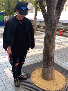 「LouisVuitton」｜「アイテム（ミリタリージャケット）」を使った、💲HUNさん（メンズ・173cm）の春コーディネート