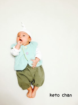 「アイテム（ママ＆ベビー、グリーン系）」を使った、keto chanさん（キッズ・60cm）の秋コーディネート