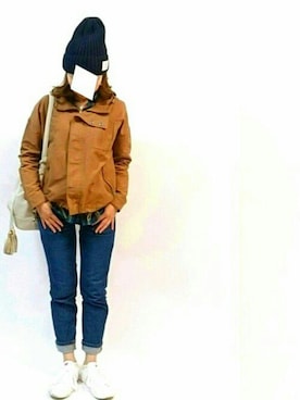 「handmade」｜「アイテム（マウンテンパーカー）」を使った、あーちゃんさん（レディース・156cm）の秋コーディネート