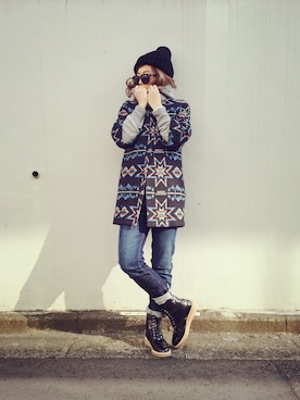 「Rodeo Crowns（ロデオクラウンズ）のアイテム（その他アウター）」を使った、naaaamiさん（レディース・159cm）の冬コーディネート
