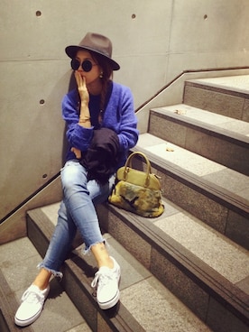 「Ungrid（アングリッド）のフレイドヘムストスリ（デニムパンツ）」を使った、naaaamiさん（レディース・158cm）の秋コーディネート