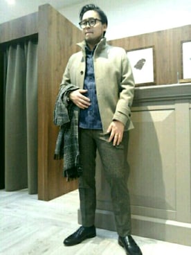 「スラックスパンツ」｜「アイテム（ブルゾン）」を使った、Noriさん（メンズ・172cm）の秋コーディネート