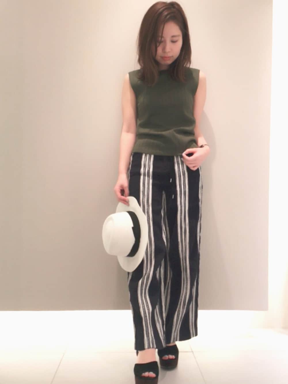「カジュアルコーデ、大人カジュアル、FRAY I.D」｜「FRAY I.Dのワイドリブタンク（トップス、その他）」を使った、nozomi mizuguchiさん（レディース・158cm）の春コーディネートの1枚目の写真