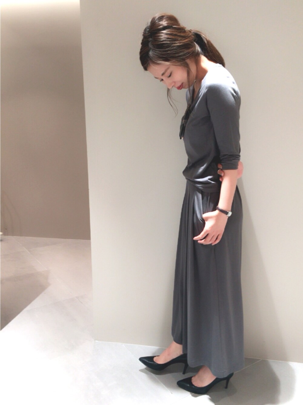 「ヘアアレンジ、休日スタイル、プチプラコーデ、オトナカジュアル、FRAY I.D」｜「FRAY I.Dのトゥ切替えパンプス（シューズ、その他）」を使った、nozomi mizuguchiさん（レディース・158cm）の夏コーディネートの1枚目の写真