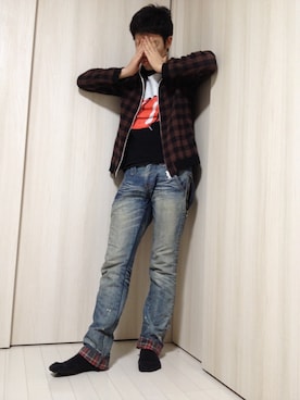 「n(n) BY NUMBER (N)INE（エヌエヌバイナンバーナイン）のアイテム（トップス）」を使った、ryoさん（メンズ・173cm）の春コーディネート
