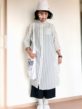 「BACK NUMBER（バックナンバー）のアイテム（シャツワンピース）」を使った、happaoyakoさん（レディース・155cm）の秋コーディネート