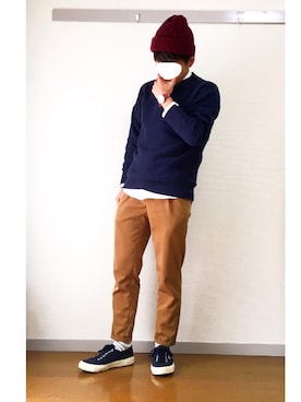 「SEVENDAYS=SUNDAY（セブンデイズサンデイ）のアイテム（ニットキャップ/ビーニー）」を使った、kenpiさん（メンズ・163cm）の秋コーディネート