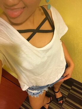 「UNIQLO（ユニクロ）のアイテム（Tシャツ/カットソー、ホワイト系）」を使った、dollchanさん（レディース・153cm）の秋コーディネート