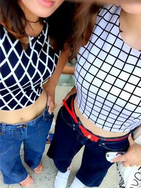 「FOREVER 21（フォーエバー トゥエンティーワン）のアイテム（その他トップス、ブルー系）」を使った、dollchanさん（レディース・153cm）の秋コーディネート