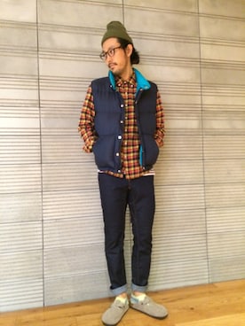 「アイテム（ダウンベスト）」を使った、naouさん（メンズ・182cm・30代）の夏コーディネート