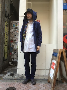 「ロングシャツ」｜「アイテム（モッズコート）」を使った、naouさん（メンズ・182cm）の冬コーディネート