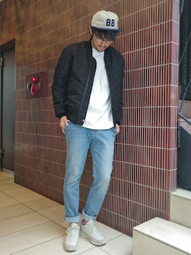 「MANASTASH（マナスタッシュ）のアイテム（MA-1）」を使った、naouさん（メンズ・182cm）の秋コーディネート