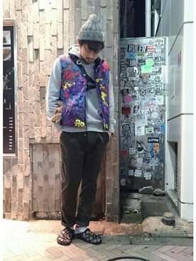 「and wander（アンドワンダー）のアイテム（パーカー）」を使った、naouさん（メンズ・182cm）の秋コーディネート