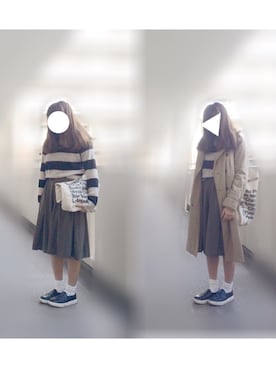 「pas de calais（パドカレ）のアイテム（トレンチコート）」を使った、AOKIさん（レディース・155cm）の冬コーディネート