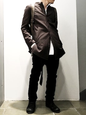 「アイテム（バックパック/リュック、グレー系）」を使った、dark_fashionさん（メンズ・172cm）の春コーディネート