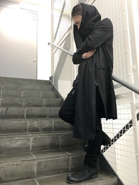 「ALL BLACK（オールブラック）のアイテム」を使った、dark_fashionさん（メンズ・172cm）の春コーディネート