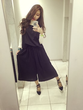 「VIS（ビス）のアイテム（つなぎ/オールインワン）」を使った、Rionaさん（レディース・165cm）の春コーディネート