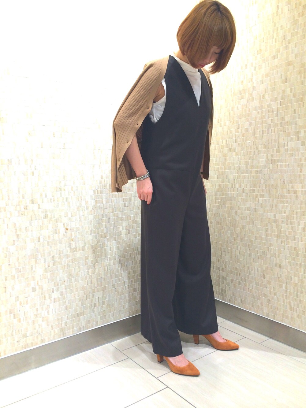BEAUTY&YOUTH UNITED ARROWS ノースリーブオールインワン BEAUTY&YOUTH UNITED ARROWS - DRESS Vネックノースリーブ