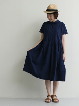 「PAR ICI」｜「アイテム（シャツワンピース）」を使った、Oさん（レディース・160cm）の夏コーディネート