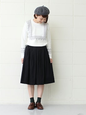 「PAR ICI」｜「アイテム（ハンチング/ベレー帽）」を使った、Oさん（レディース・157cm）の秋コーディネート