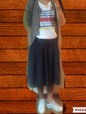 「OPENING CEREMONY（オープニングセレモニー）のアイテム（Tシャツ/カットソー、ホワイト系）」を使った、unzipさん（レディース・164cm）の夏コーディネート