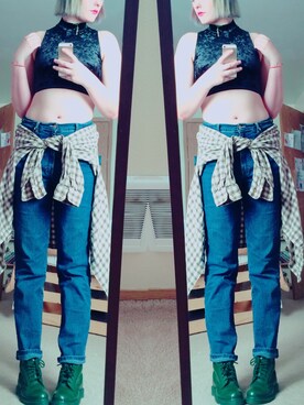 「FOREVER 21（フォーエバー トゥエンティーワン）のアイテム（その他トップス、ブラック系）」を使った、Patricia Maryさん（レディース・173cm）の秋コーディネート