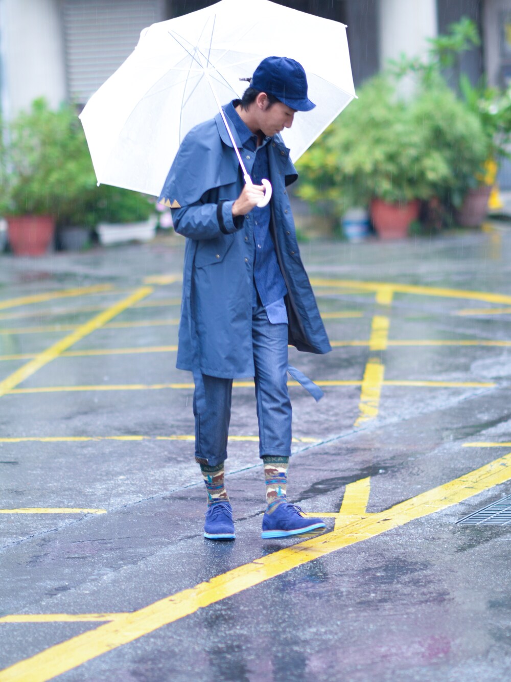 「NIKE、wingtip、BilBO、oqLiq、 LUNARGRAND 、 Polo Cap」｜「BilBOのbiLbo 2013 SS - Cliff - Hunting Polo Cap(馬球帽)（キャスケット、ブルー系）」を使った、oqLiqさん（メンズ・184cm）の春コーディネートの1枚目の写真