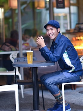 「oqLiq（オークリック）のアイテム（トップス）」を使った、oqLiqさん（メンズ・180cm）の夏コーディネート