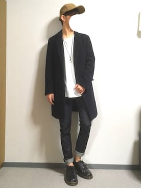 「アイテム（チェスターコート）」を使った、りょうたさん（メンズ・169cm・10代）の秋コーディネート