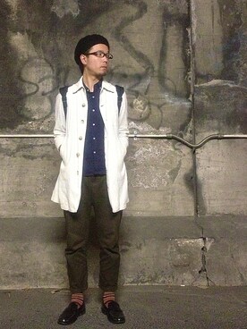 「ショップコート」｜「アイテム（ハンチング/ベレー帽）」を使った、TadahiroMurataさん（メンズ・178cm）の秋コーディネート