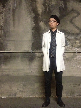 「ショップコート」｜「アイテム（ハンチング/ベレー帽）」を使った、TadahiroMurataさん（メンズ・178cm）の秋コーディネート