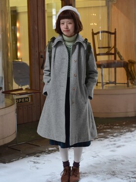 「白タイツ」｜「アイテム（トレンチコート）」を使った、PORTE SAPPOROさん（レディース・162cm）の春コーディネート