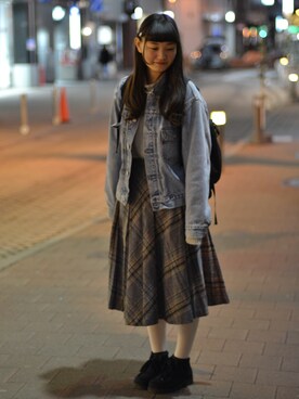 「used mix」｜「アイテム（デニムジャケット）」を使った、PORTE SAPPOROさん（レディース・163cm）の春コーディネート