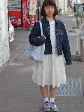「used mix」｜「アイテム（デニムジャケット）」を使った、PORTE SAPPOROさん（レディース・153cm）の夏コーディネート